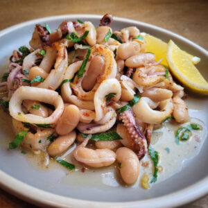 Charred Calamari and White Bean Salad