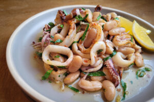 Charred Calamari and White Bean Salad