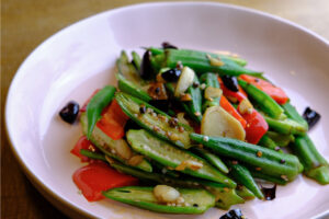 Wok-Fried Okra with Garlic, Chili and Sichuan Peppercorn