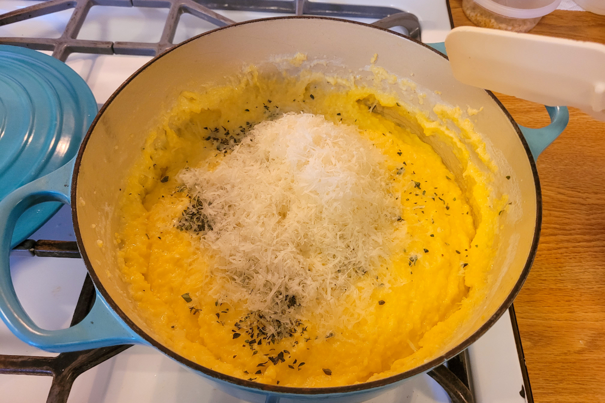 Charred Ramps with Crispy Polenta, Chorizo, and Hot Honey - Ian Benites