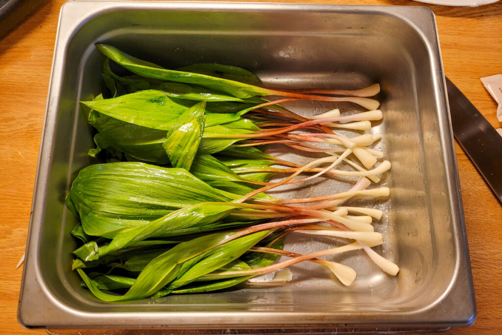 Charred Ramps with Crispy Polenta, Chorizo, and Hot Honey - Ian Benites