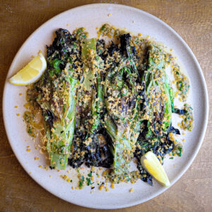 Grilled Romaine with Bagna Cauda and Crispy Breadcrumbs